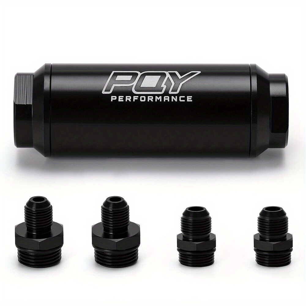 

100 Micron Fuel Filter Inline 6an 8an Universal High Flow Billet Aluminum Black