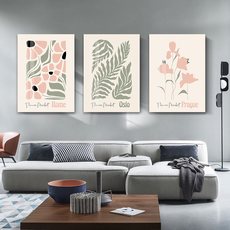

Framed 3 Piece Boho Botanical Wall Art Prints Sage Green Canvas Wall Decor Flower Market Wall Art Poster Abstract Aesthetic Pictures Pink Floral Artwork For Room Bedroom