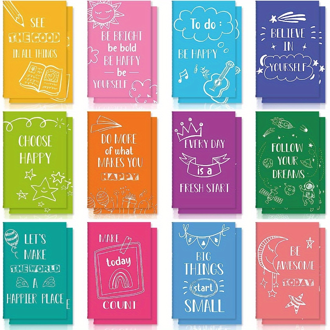 

24-pack Mini Inspirational Notebooks - Colorful, Motivational Pocket Journals With For Students, Teachers, And Office Use Cute Notebooks Mini