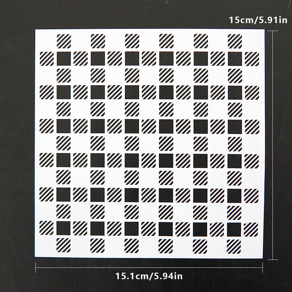 TEMU Plantilla Reutilizable de a Cuadros y Rayas para Manualidades DIY, Scrapbooking, de Tarjetas y Decoración - Plástico Duradero, Plantillas para