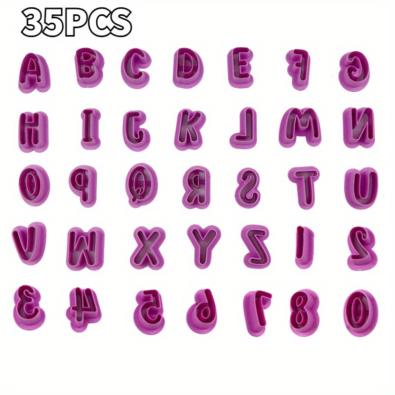 Image of 35pcs/set Plastic Number Mould Diy Alphabet Biscuit Cutter Cookie Press Stamp Embosser Fondant Baking Decoration Tools 3d Biscuit Fondant Stamps Birthday Cake Decoration Baking Tool