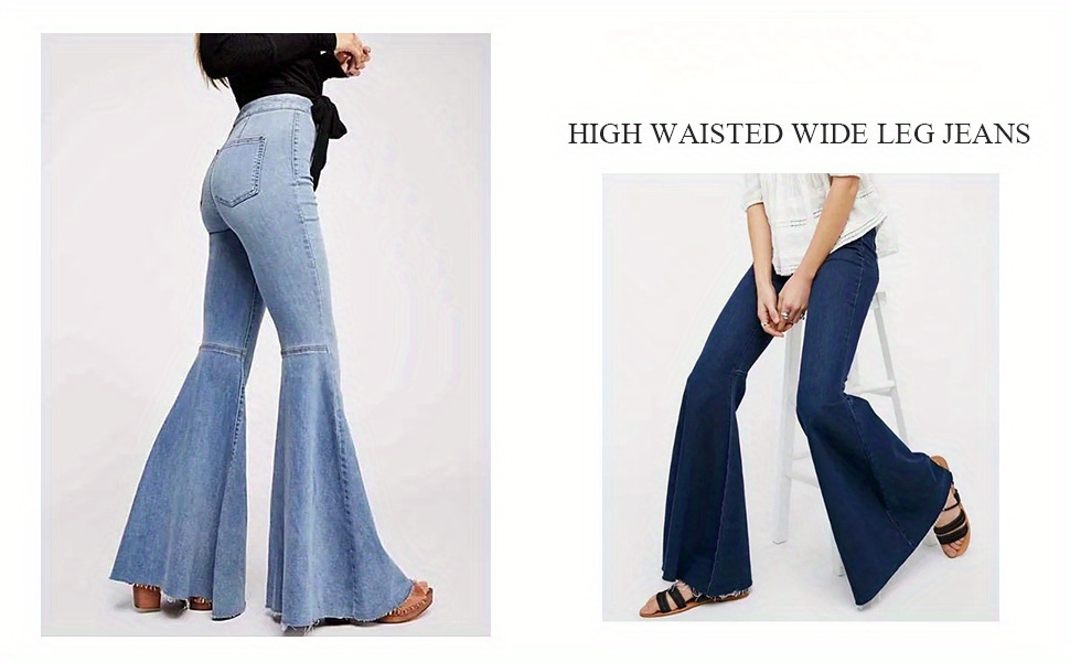 womens fashion bell bottom pants high waist tassel stretch Temu
