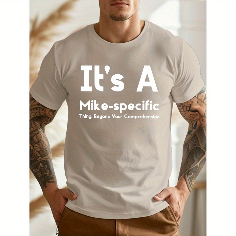 

Mike Specific Comprehension Print Trendy Men's T-shirt, Crew Neck Short Sleeve Tops, Graphic Tee Men's Clothes Summer, Men's Outfits