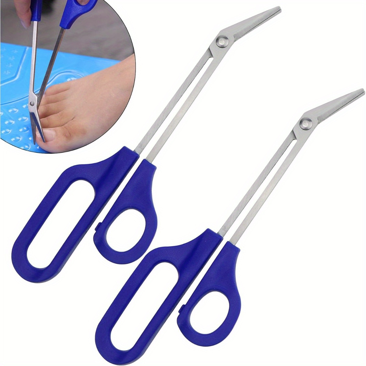 

2pcs Ergonomic Long Handle Toenail Clippers For Seniors - Stainless Steel, Non-slip Grip, Precision Cuticle Scissors