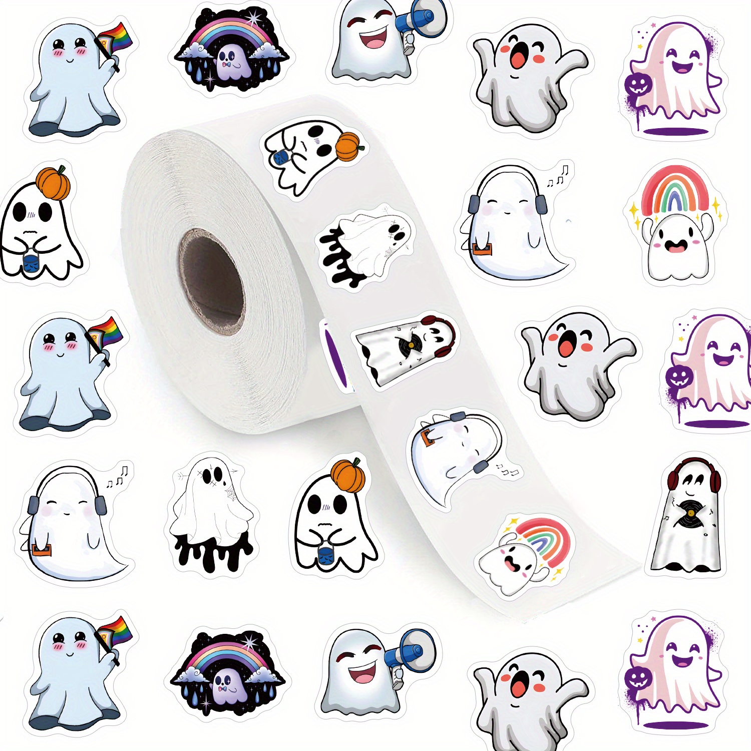Image of 500pcs Stickers, Cartoon Aesthetic Decals Roll, Self-adhesive Seals For Scrapbooking, Cards, Envelopes, Handmade Gifts, Party Supplies (1-inch Labels, 10 Patterns)