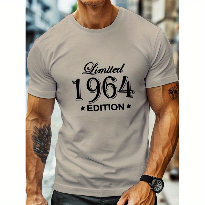 

T-shirt homme tendance édition limitée 1964, col rond, manches courtes, t-shirt graphique vêtements homme été, tenues homme