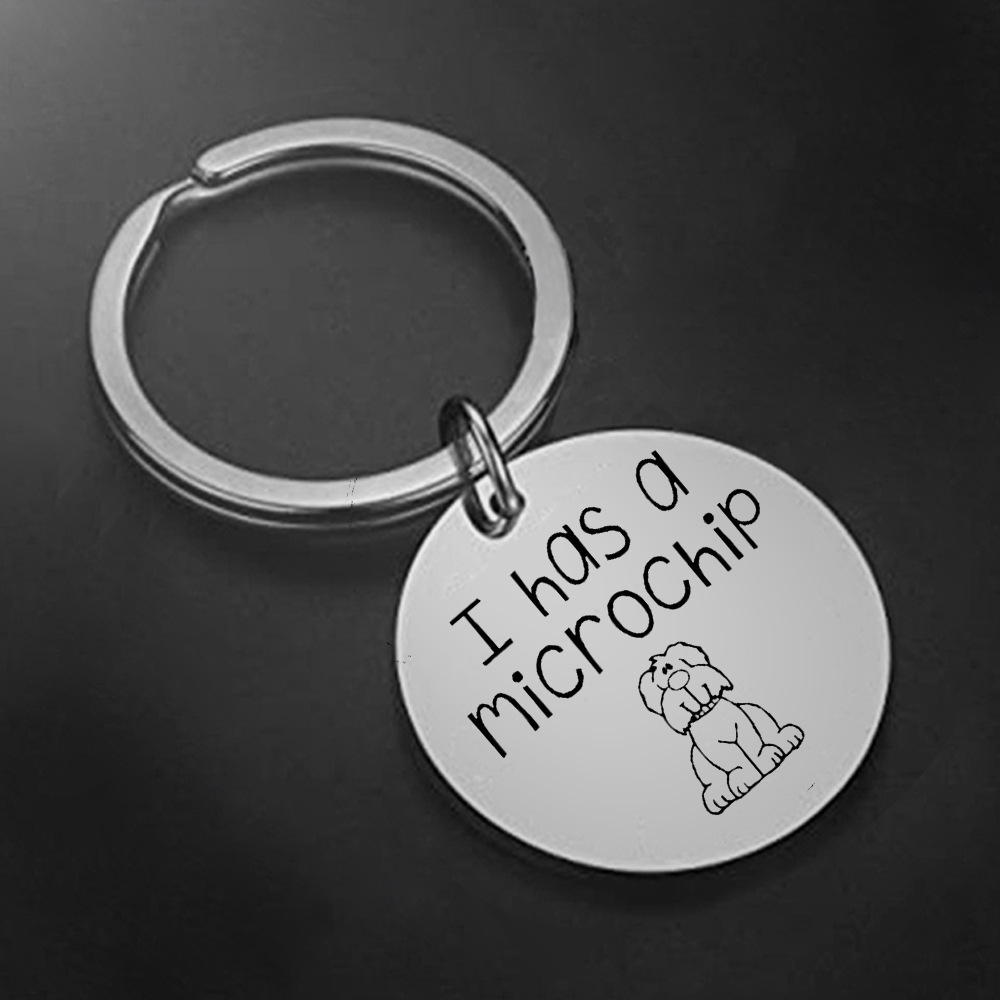 

1pc Pet Keychain, "i Has A " Engraved Steel , Keyring Pendant, , , Pet