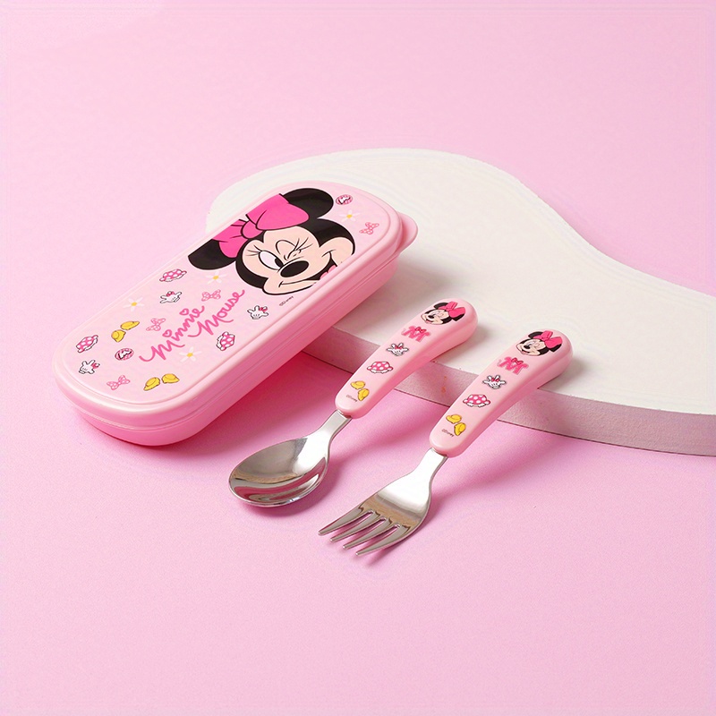 2pcs stainless steel   fork and spoon set reusable kawaii tableware with case no battery needed featherless ideal for   camping party supplies Product details 0