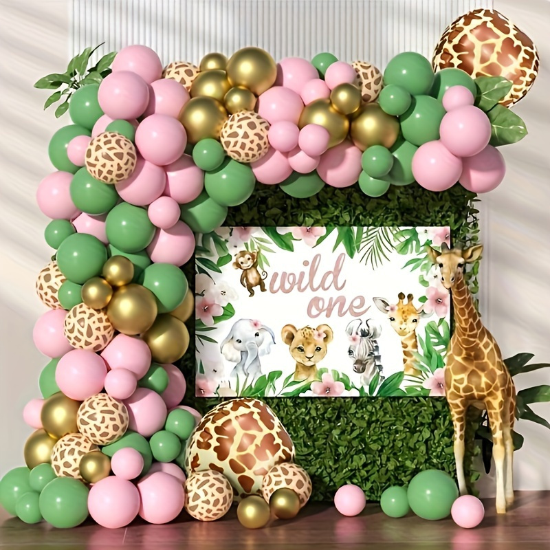 

Jungle Safari Theme "wild One" Balloon Arch Decoration Kit - 107pcs With Emulsion Balloons, Including Giraffe And Leopard Prints For Engagements, Birthdays, Baby Showers - Suitable For 14+ Ages