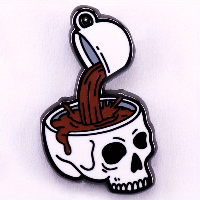 

Interestingly Give Your Head Coffee Enamel Pin For Men, Skull Badges Accessories For Backpack Hat Clothes