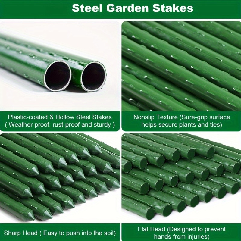 

Waterproof Coated Steel Garden Stakes - Durable Plant Support Poles For Securing Trees & Plants, Essential Gardening Tools