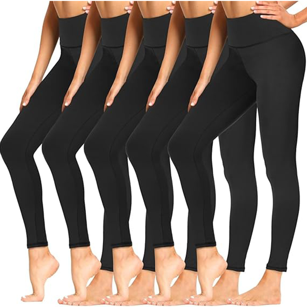 

5 Packs Solid Color Skinny Leggings, Casual High Waist Stretchy Workout Leggings, Women's Clothing