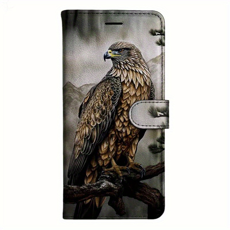 TEMU Phone Case: Resting Eagle Pu Magnetic Flip Wallet Case With Card Holder Stand For Iphone 5/6/6s/7/8/x/xs/xr/se2 2020/se3 2022/11/12/13/14 Plus
