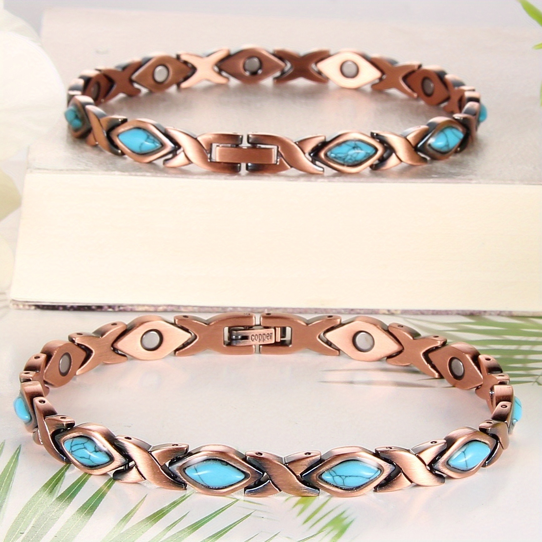 

1pc, Gorgeous And Elegant, Copper Bracelet For Women, Copper Magnetic Bracelet 3500 Gauss Magnetic Copper Bracelet For Women, Adjustable Length, Shipped In Gift Box