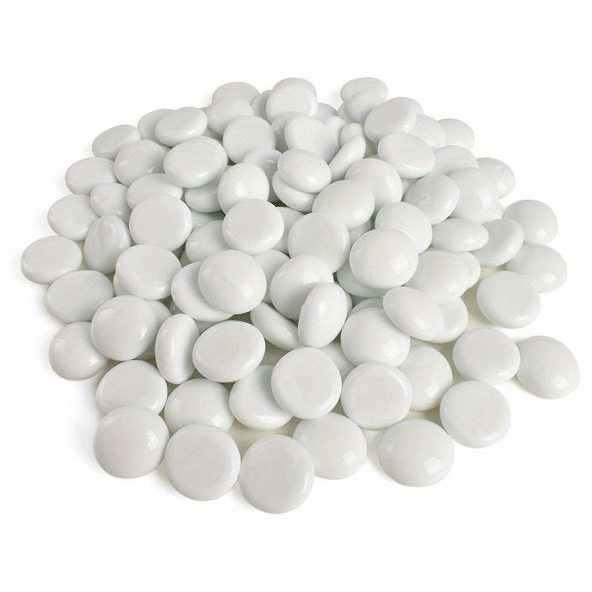 

40PCS Perles plates en verre blanc, carreaux de mosaïque fusibles pour l'artisanat de bricolage, remplissage de vase et décoration d'aménagement paysager de jardin