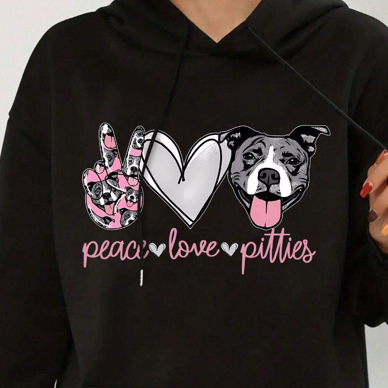 

Dog Print Kangaroo Pocket Hoodie, Casual Long Sleeve Drawstring Hoodies Sweatshirt, Women's Clothing