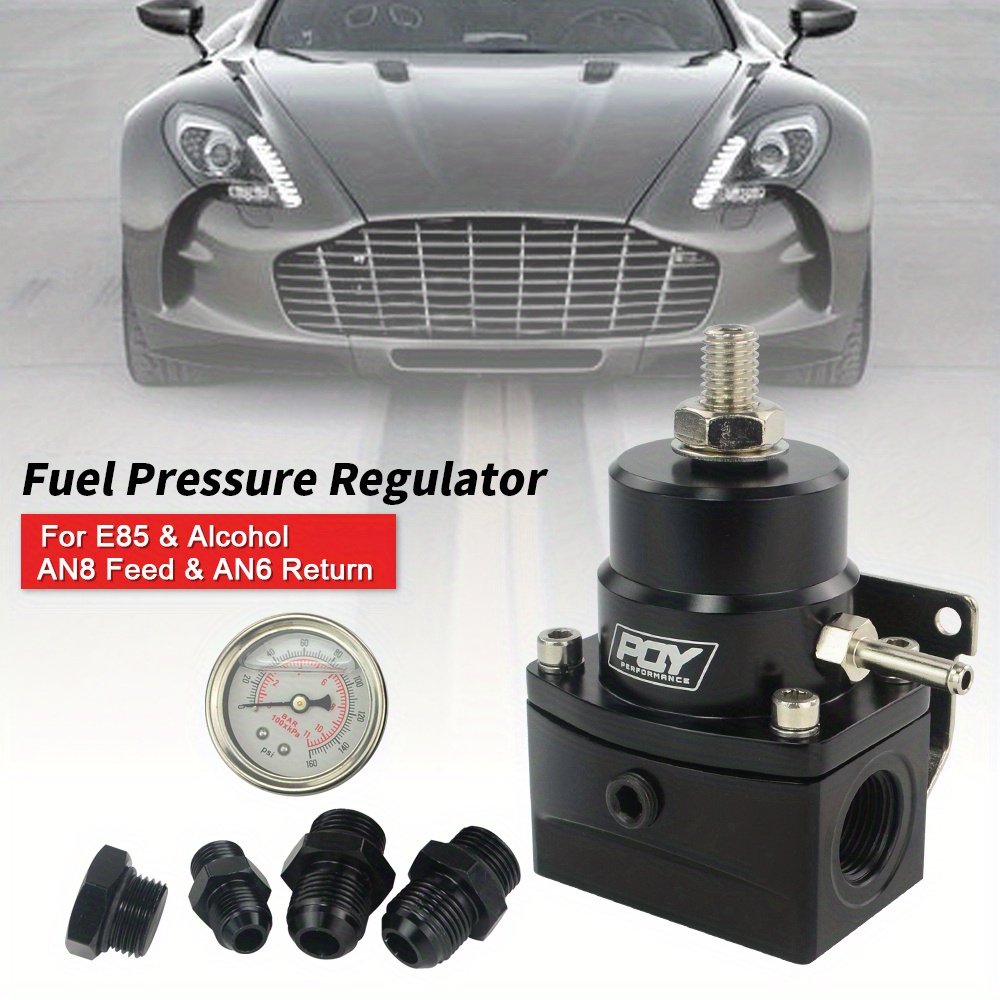 adjustable fuel injector pressure regulator fpr w gauge an6 - Temu