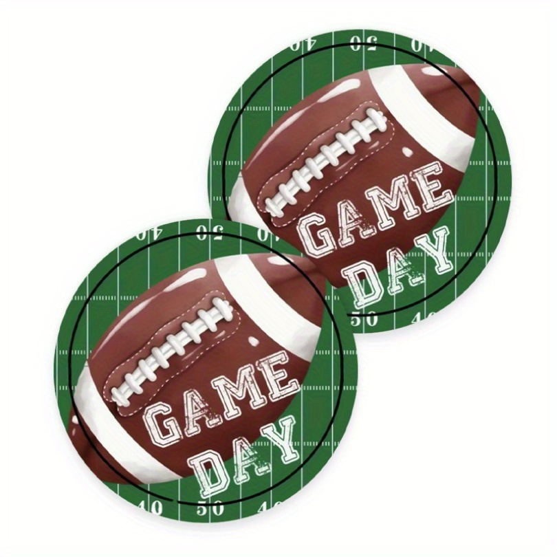 

2-pack Football Game Day Leather Coasters For Car Cup Holders, – Anti-slip, Heat Resistant Drink Mats For Table Protection And Interior Décor