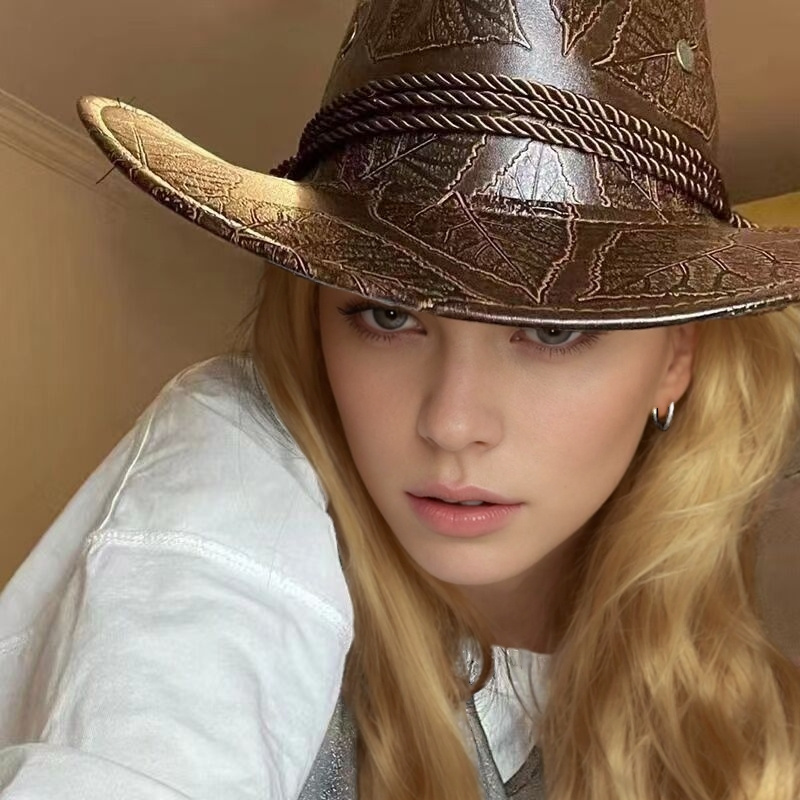 

Unisex Cowboy Hat Pu Cap Sun Hat