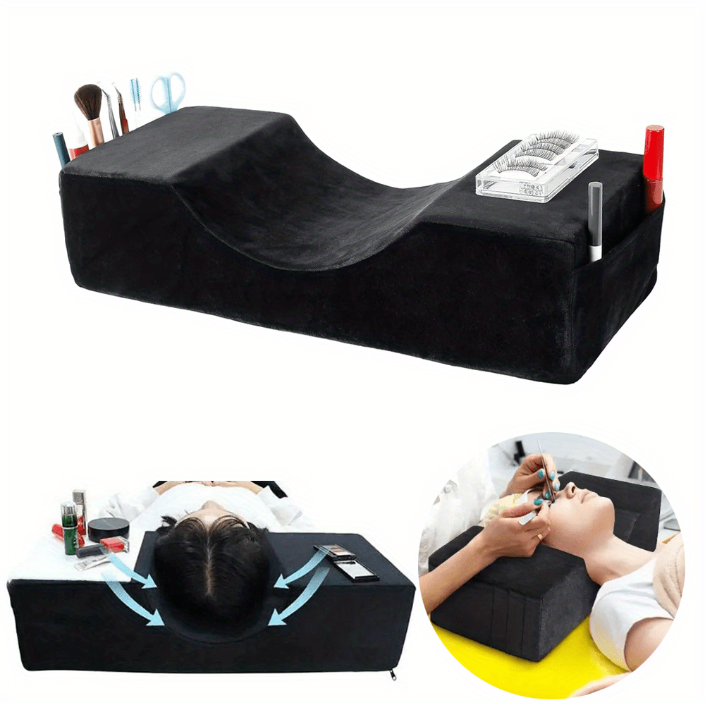 

Ergonomic Black With Memory Foam - Neck Support For Eyelash Extensions, Comfort, Removable & Washable Cover