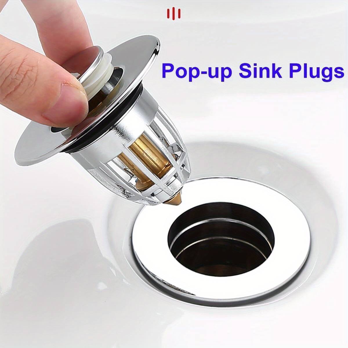 

1/2pcs Universal Bathroom Sink Stopper, For 1.06 -1.5 Inch Bullet Core Push Type Basin Pop Up Drain Filter, Bathtub Converter Sink Drain Strainer Plug No Overflow With Basket Hair Catcher