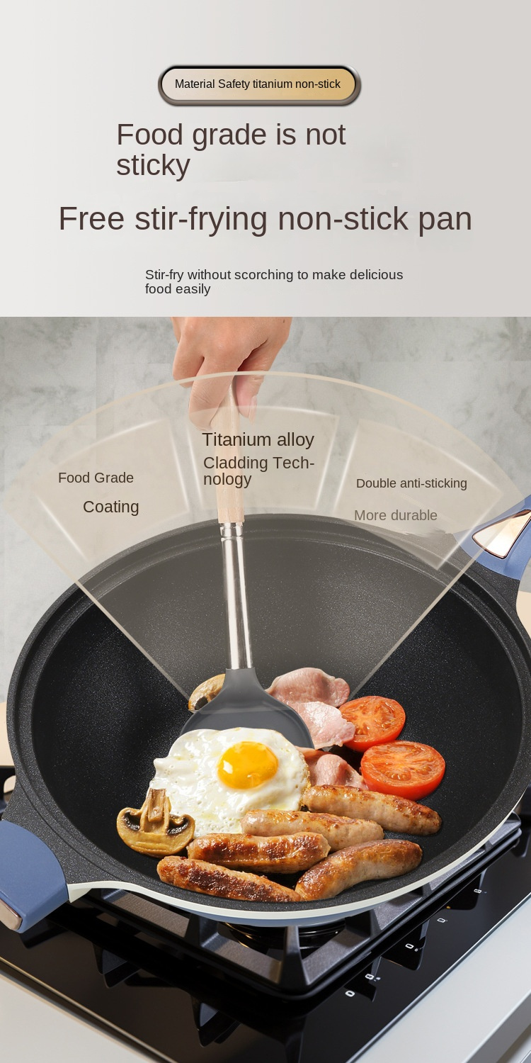 12 6 non stick titanium wok with steamer versatile cooking pan for all stovetops   options microwave pressure cooking flat bottom details 4