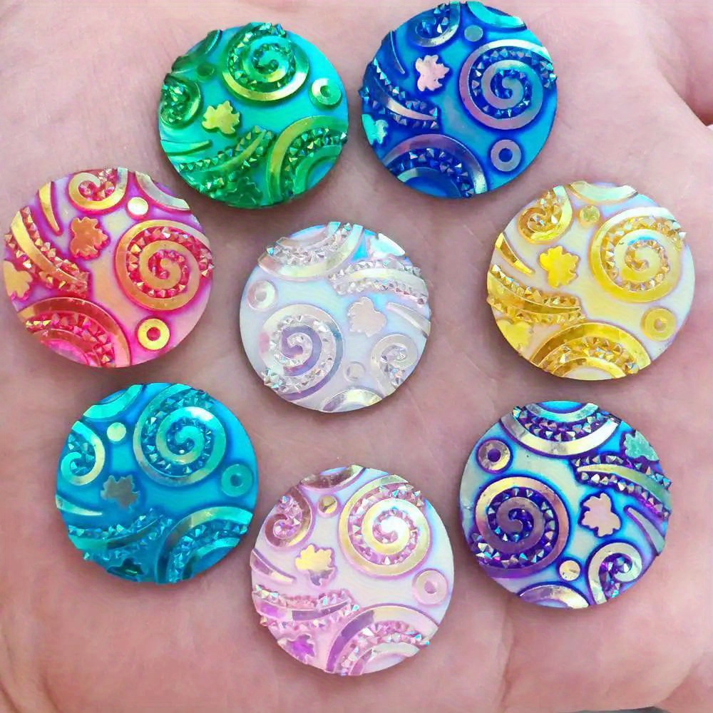 2d Flat - 10pcs Shiny Ab Resin 20mm Round Fun Combination Flat Back Rhinestone Wedding Applique Crafts Additions Jewelry Making Supplies