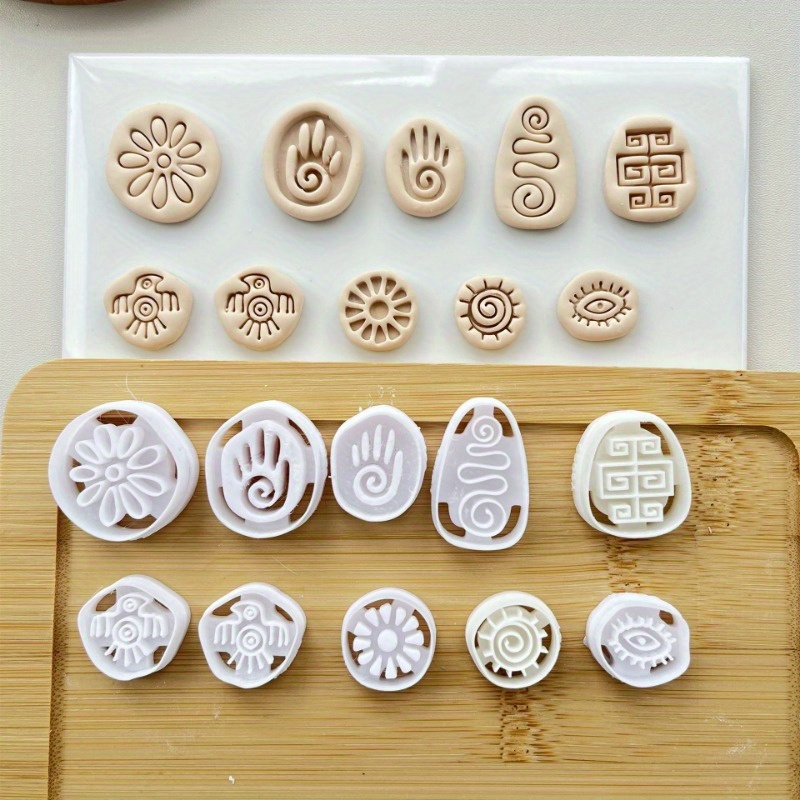 

Tribal Symbols Mini Clay Mold Set For Diy Earrings, Hairpins & Pendants - Crafting Tools For Creative Decorations