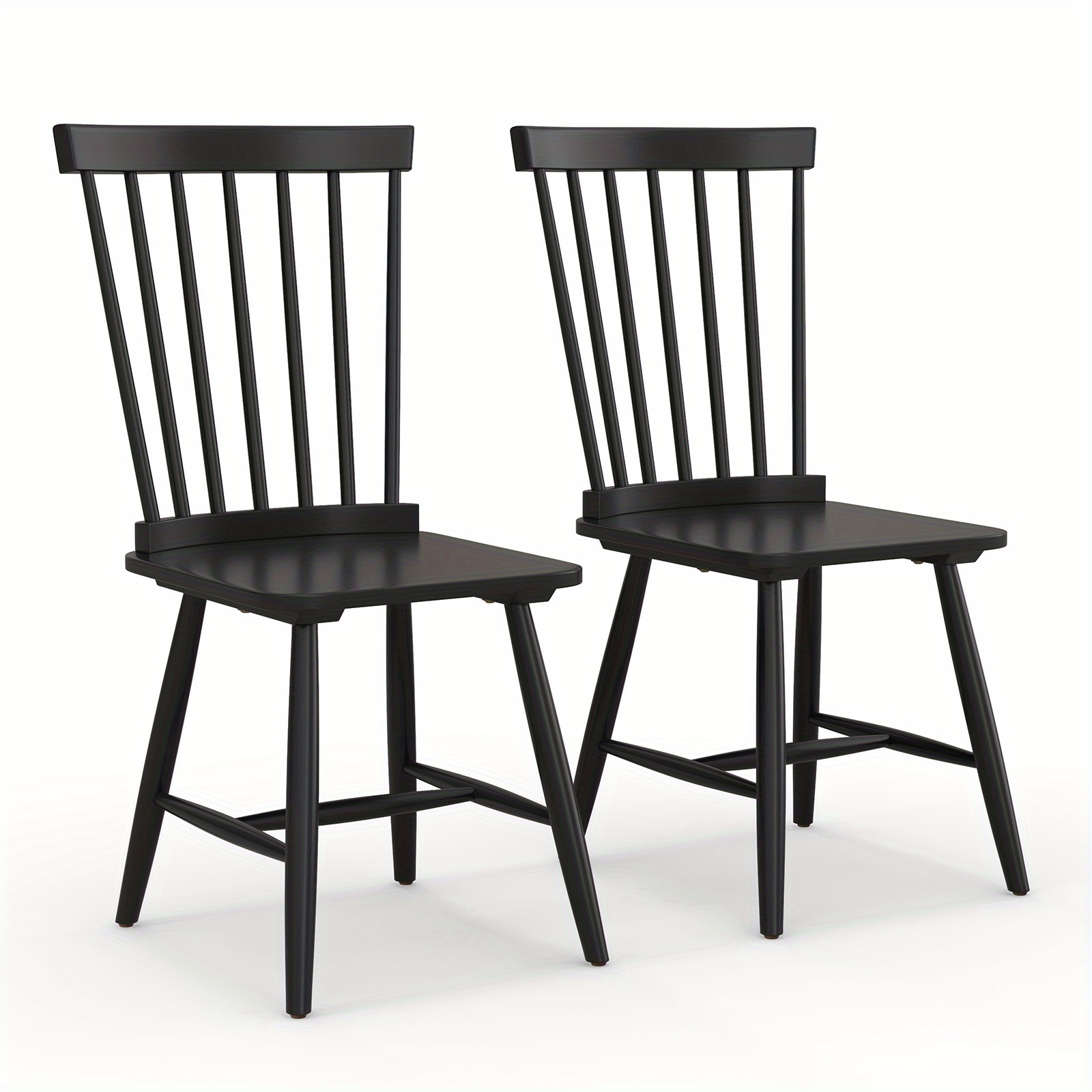 

Lifezeal Dining Chairs Set Of 2 Armless Spindle Back Solid Rubber Wood Black