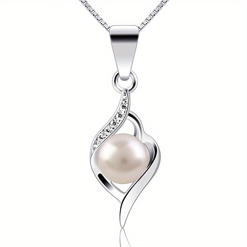 

925 Sterling Silver, Soft And Beautiful Freshwater Pearl Pendant, Women's Fashionable Necklace, Cross-border Minimalist Temperament, Geometric Jewelry