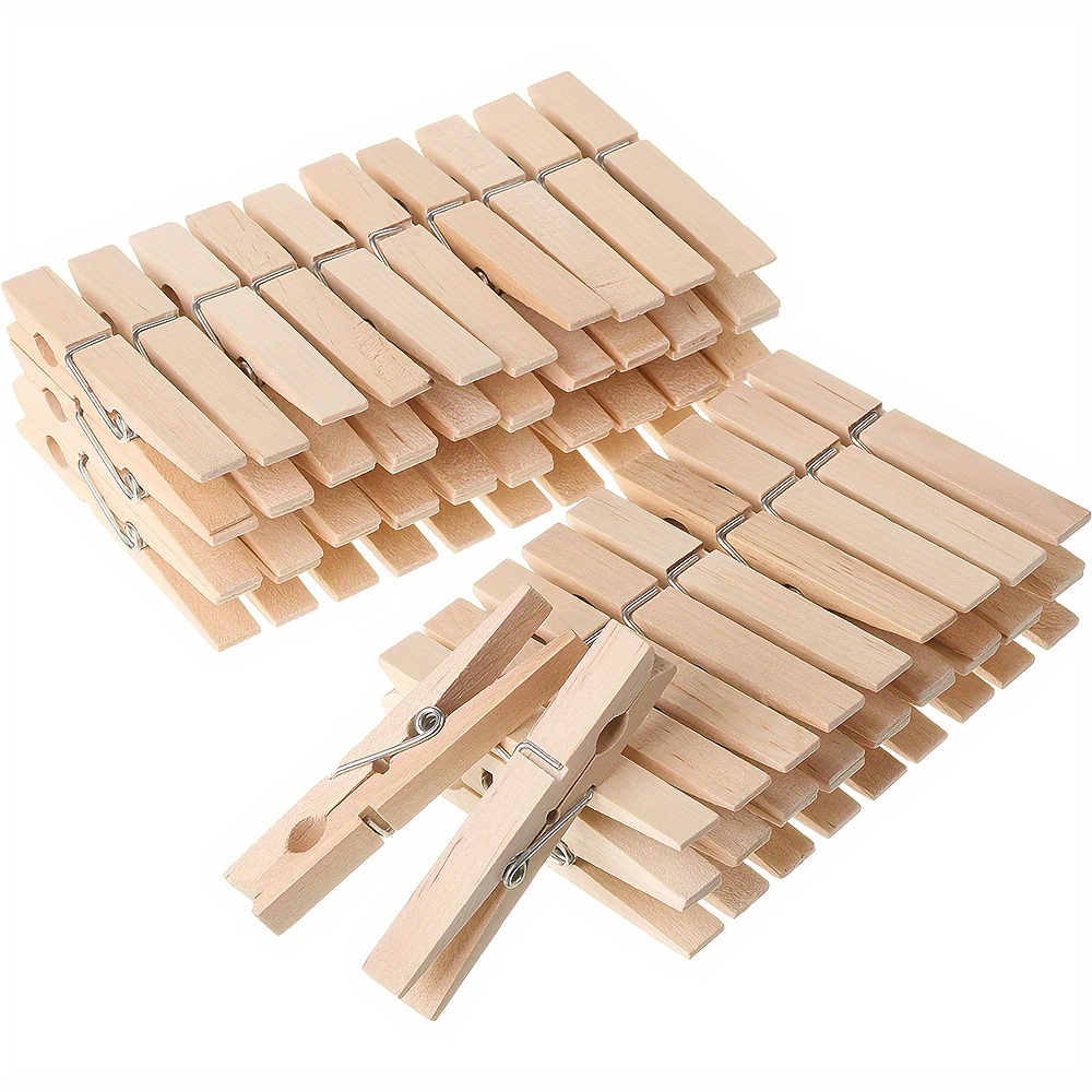 

100-pack Durable Natural Wood Clothespins - Rust-resistant, Perfect For Crafts, Photo Organization & Home Use