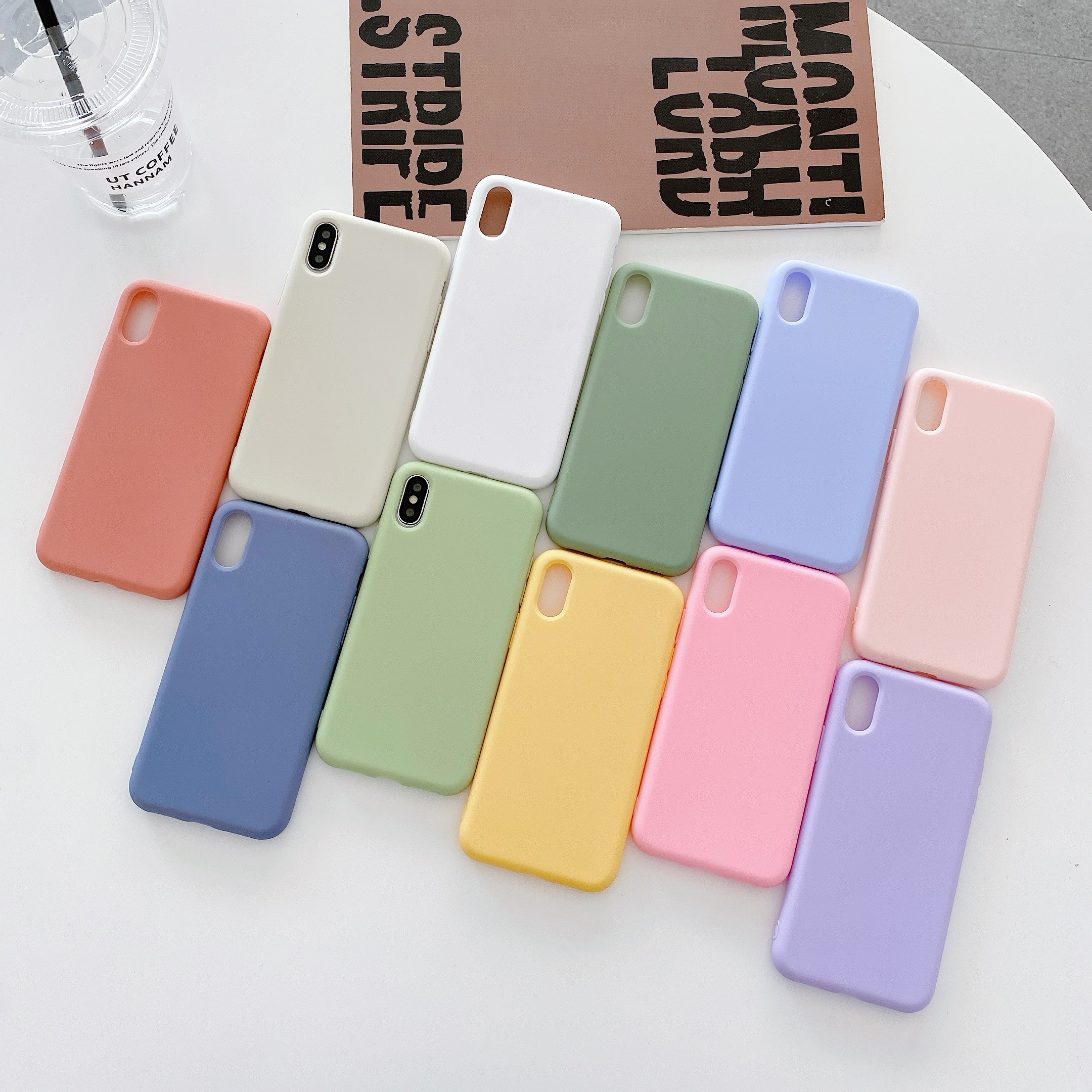 

Soft Tpu Basic Case For 15/14/13/12/11/xr/x/8/7 Plus Pro Max - Matte Finish Full Body Protective Cover With Large Port Cutouts In Candy Colors