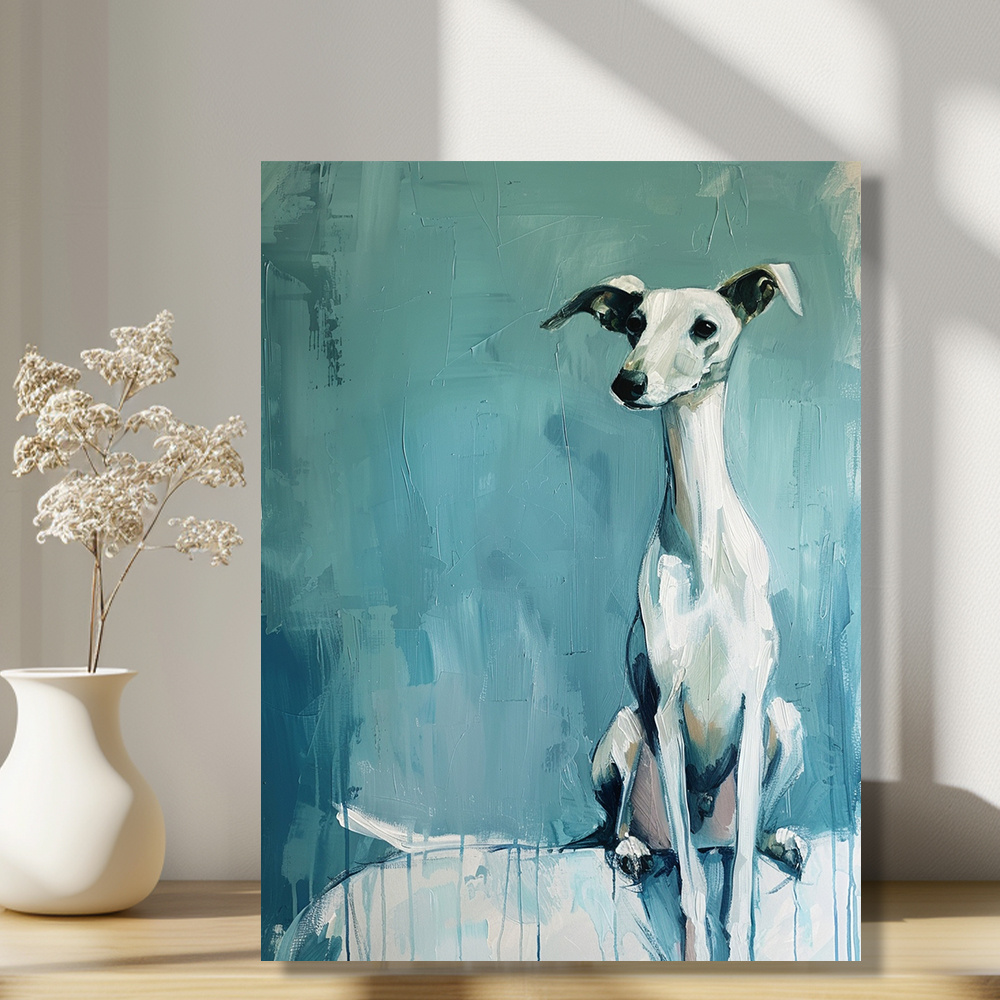 

Elegant White Greyhound Canvas Art Print, 12x16" - Modern Unframed Wall Decor For Living Room, Bedroom, Hallway