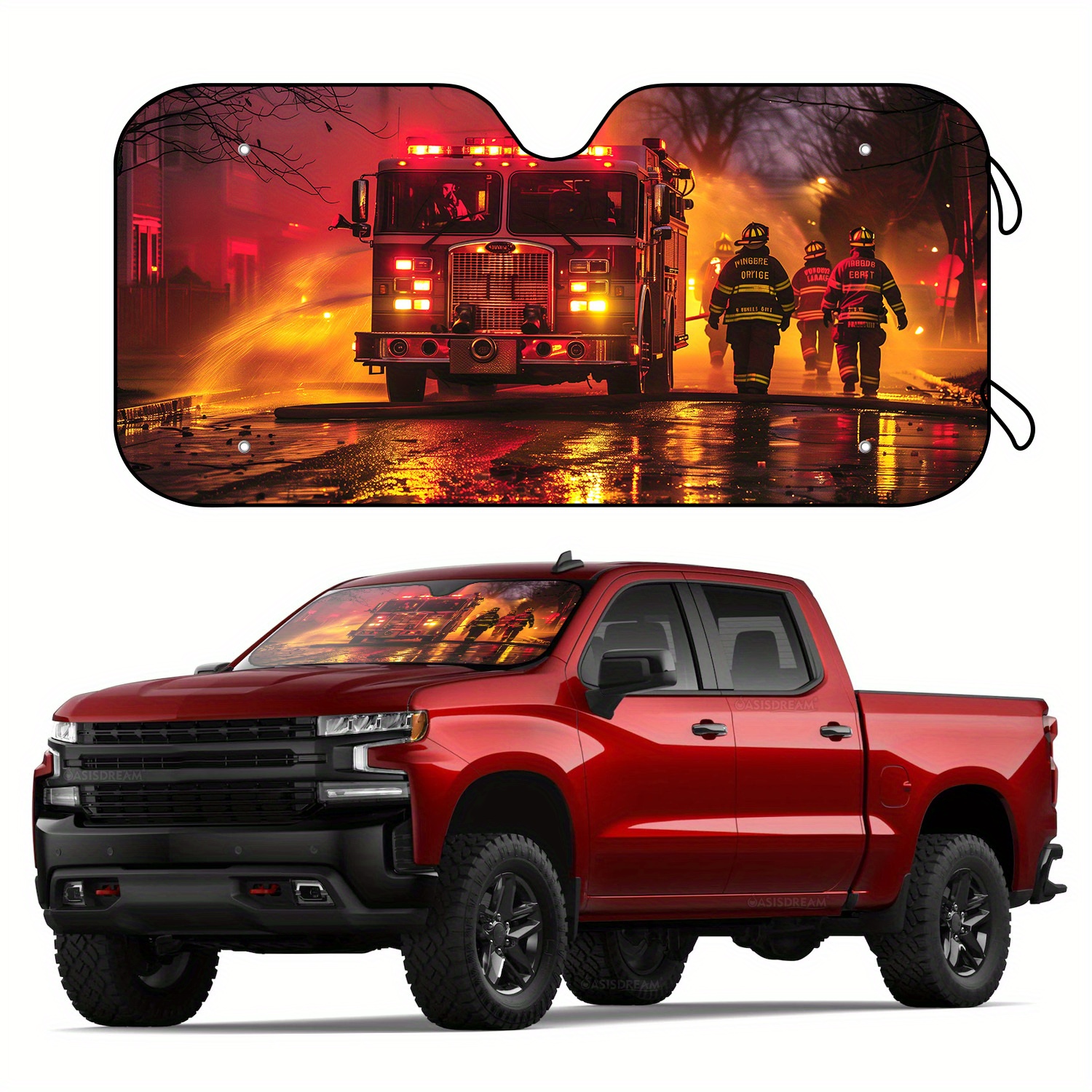 

& Firefighters Car - Uv Windshield 4 Suction , For - 57" X 27.5", Adiffly