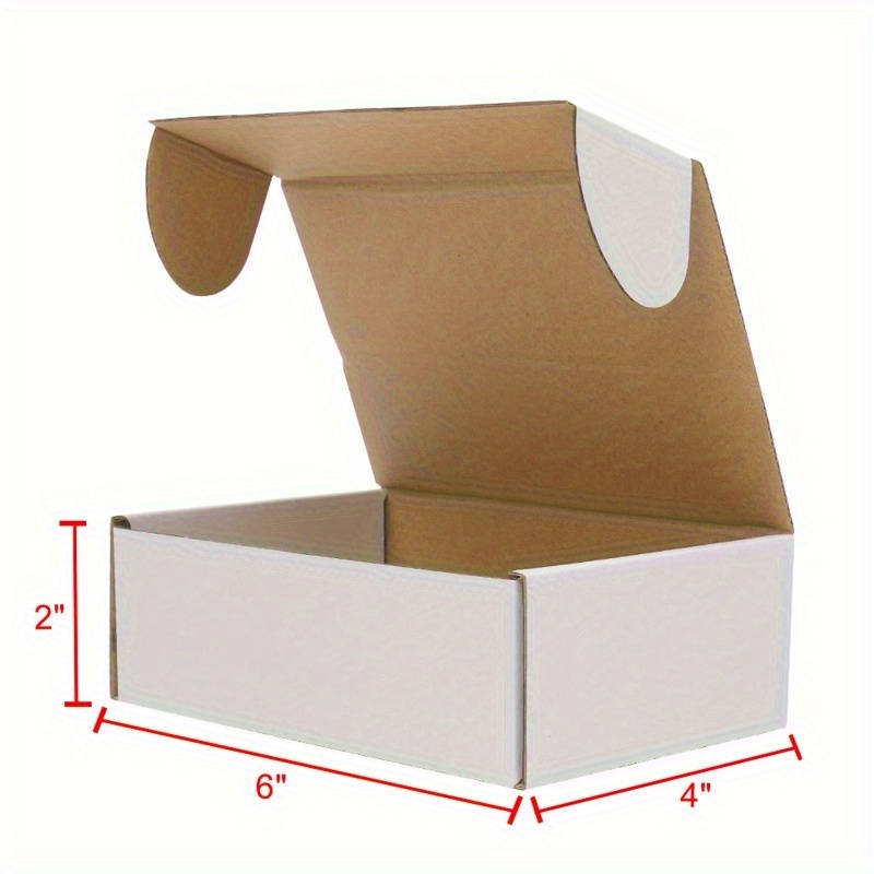 

50pcs Corrugated Paper Packaging Box 6x4x2inch (15.2*10*5cm) Outer White Inner Yellow, Small Packing Boxes For Mailing, Storing And Packaging