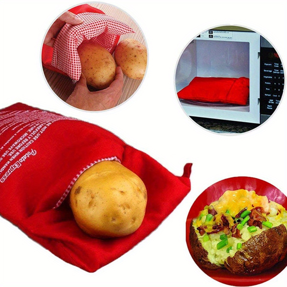 easy microwave potato corn cooker bag holds 4 large potatoes   quick meals snacks safe fabric material details 1