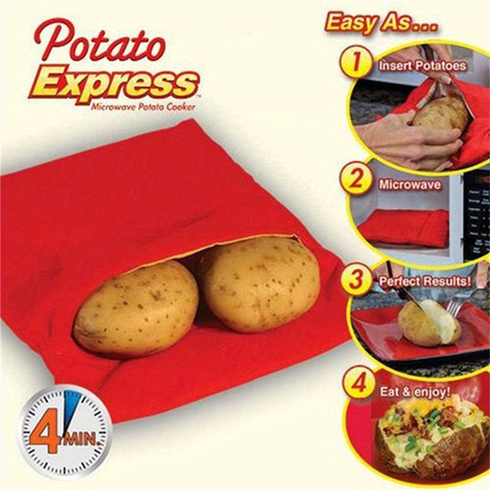 easy microwave potato corn cooker bag holds 4 large potatoes   quick meals snacks safe fabric material details 2