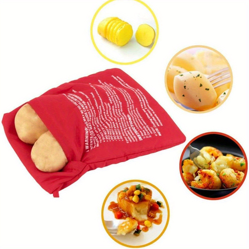 easy microwave potato corn cooker bag holds 4 large potatoes   quick meals snacks safe fabric material details 4