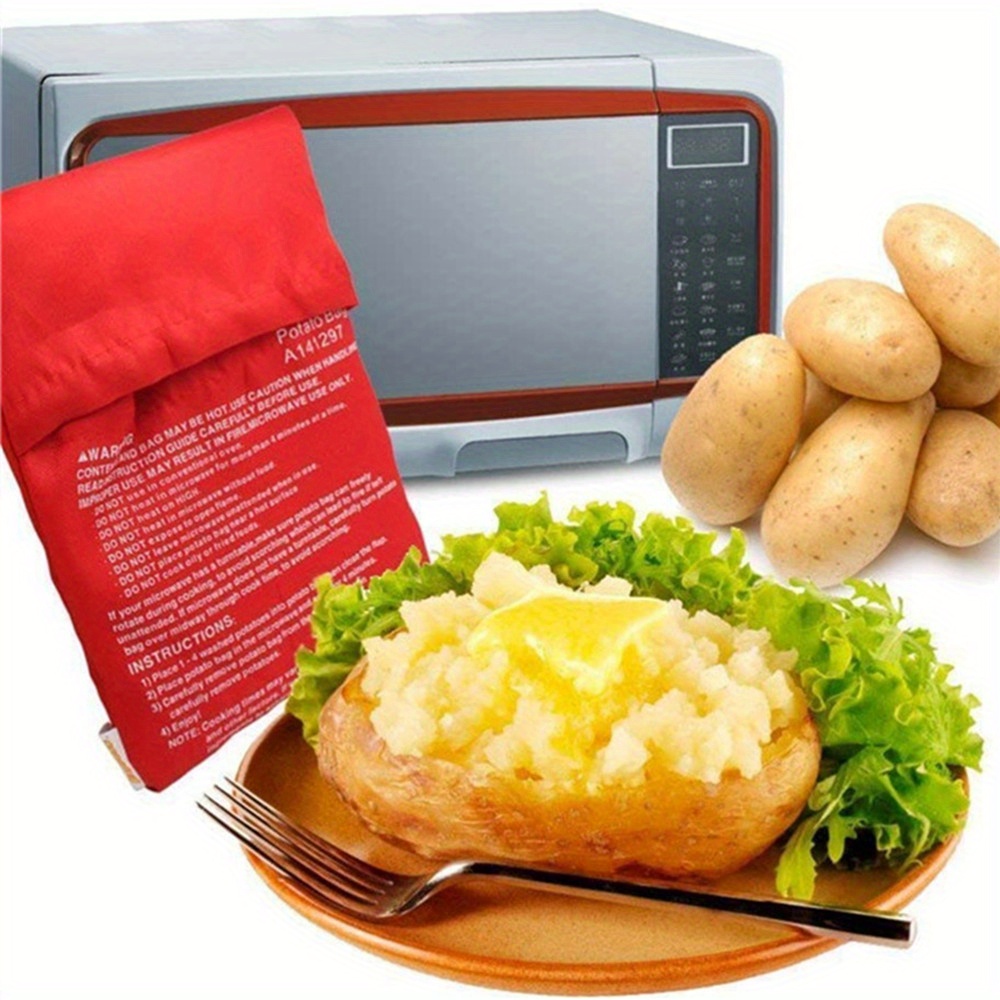 easy microwave potato corn cooker bag holds 4 large potatoes   quick meals snacks safe fabric material details 5