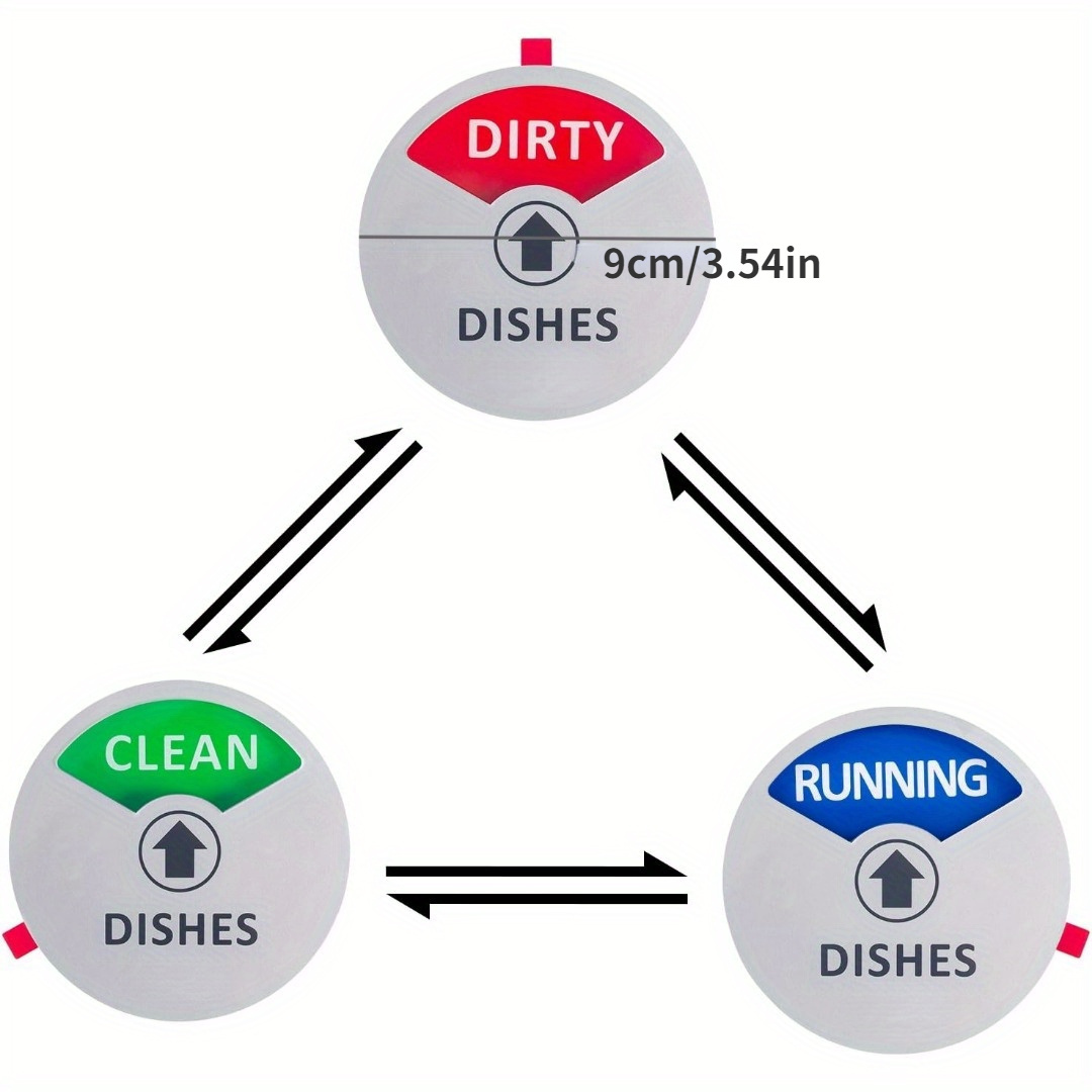Dishwasher Magnet With Option “running”, Perfect For Quiet Dishwasher, Non-scratch Strong Magnet Backing, Residue-free Adhesive Included, 3.5" Diameter, White