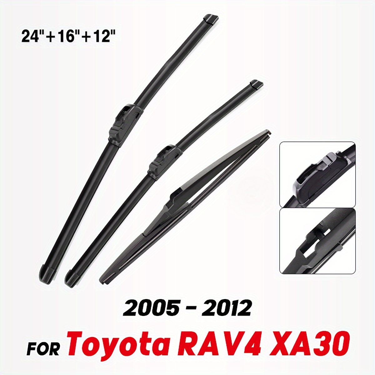 

Wiper & Rear Wiper Blades Set Kit For Toyota Rav4 Xa30 2005 - 2012 Windshield Windscreen 24"+16"+12