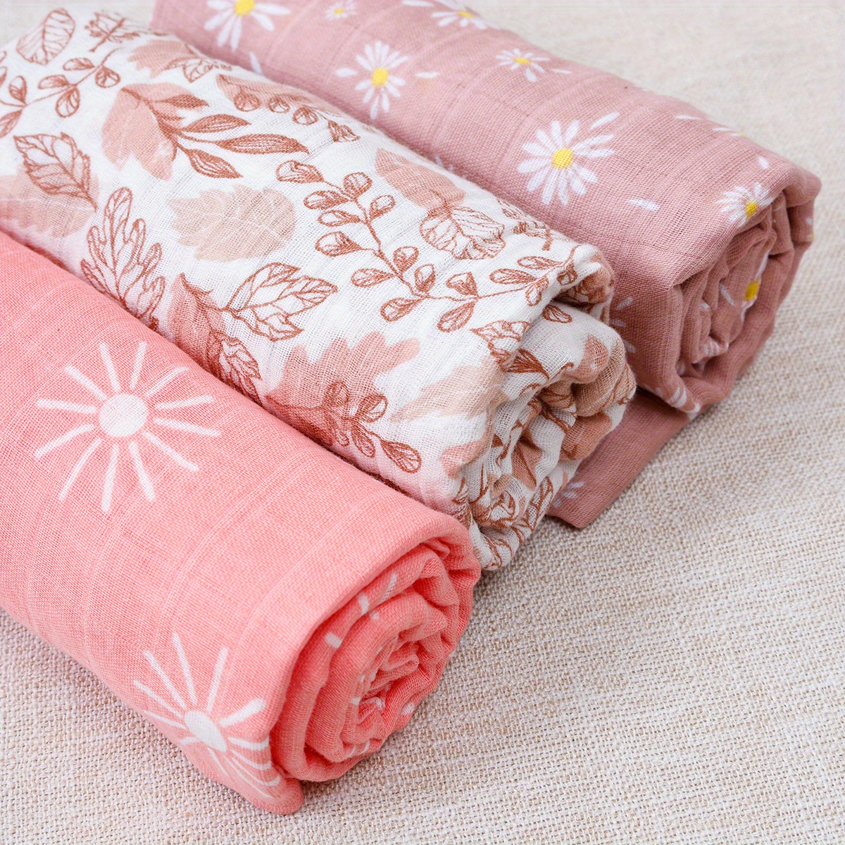   3pcs soft muslin swaddle set neutral colors 2 layer   wraps 43x47 inches hand wash only details 1