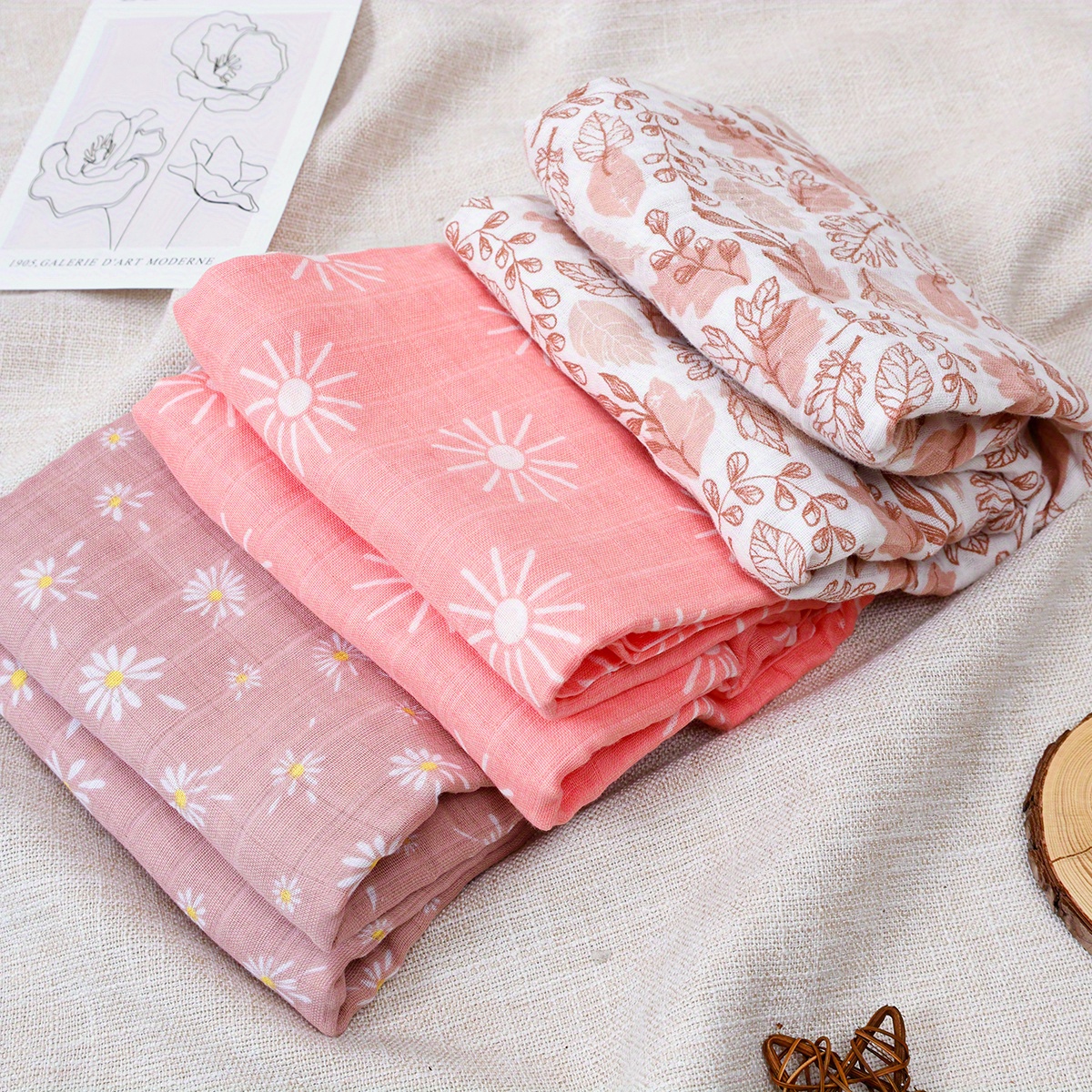   3pcs soft muslin swaddle set neutral colors 2 layer   wraps 43x47 inches hand wash only details 3