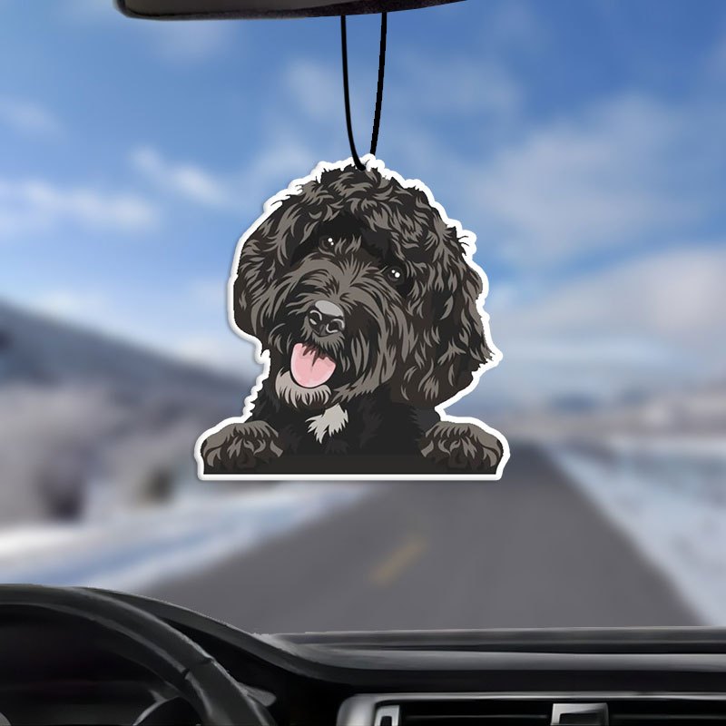 

Black Labradoodle Car Aromatherapy Tablets: Wardrobe Air Fresheners, Perfumes, Rearview Mirror Hanging Decorations, Car Accessories Interior Pendants - 12cm/4.72in X 7cm/2.75in