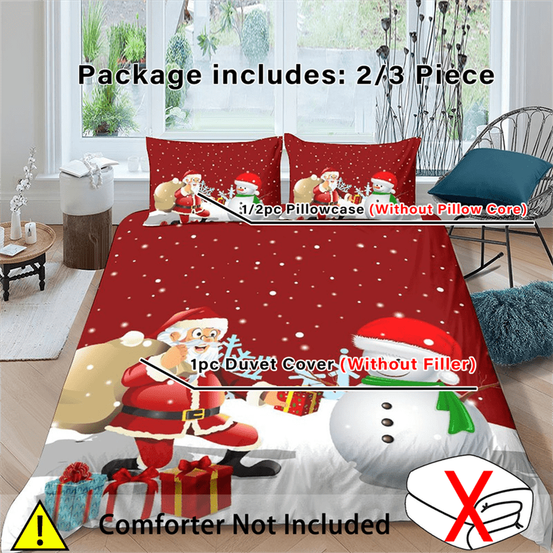 

Festive 2/3 Piece Christmas Bedding Set: 3d Printed Polyester Duvet Cover & Pillowcases - No Filler, No Core, Machine Washable