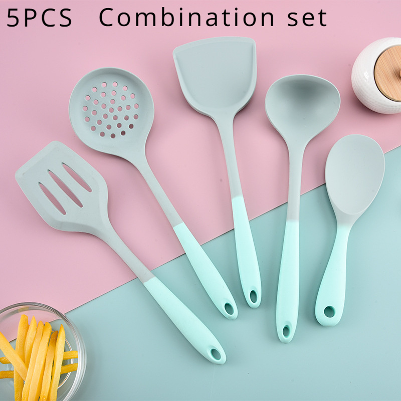 

5-piece Silicone Kitchen Utensil Set - Includes Spatula, Slotted Turner, Ladle & Rice Paddle - Durable, Non-stick Cooking Tools For Easy Meal Prep