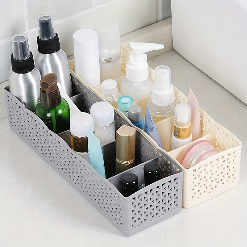 

Stackable 5-compartment Plastic Organizer For Socks, Underwear & Cosmetics - Versatile Storage Solution For Bathroom & Bedroom Bathroom Organizers And Storage Bathroom Organizers Storage