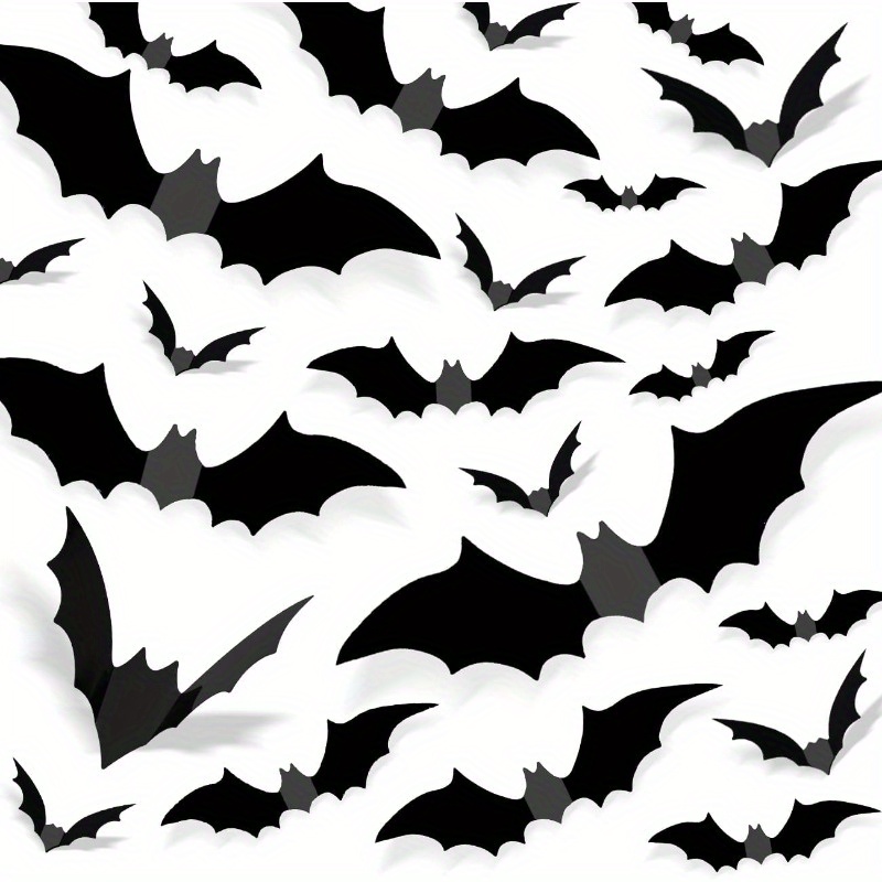 110pcs Halloween Bats Wall Decorations - & For Spooky Party Decor, Windows, Doors, And Festive , Halloween Decorations