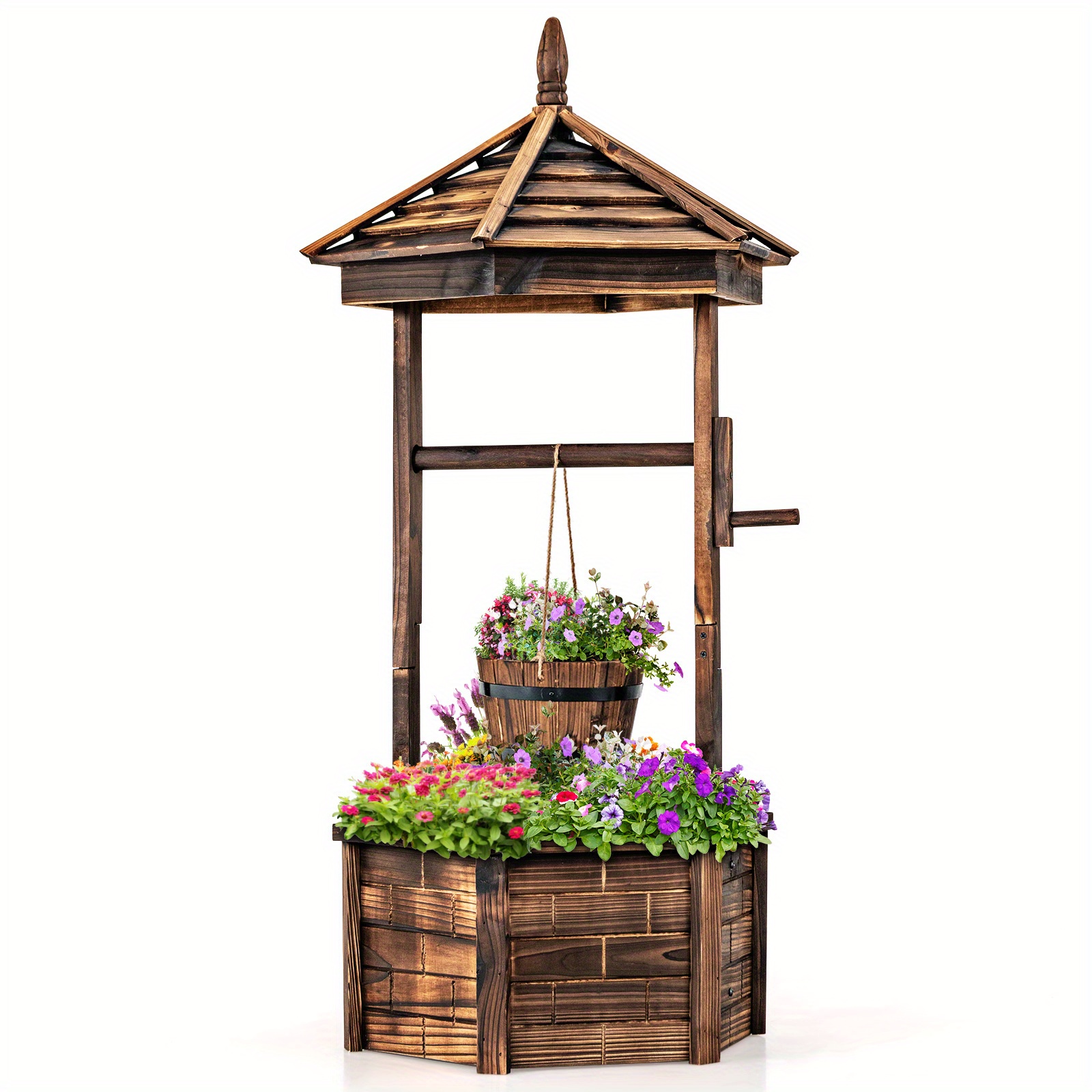 

Wooden Hexagonal Bucket Flower Plants Planter Patio Garden Decor