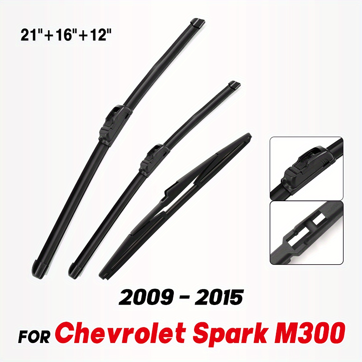 TEMU Special Rubber Wiper Blade Set For Spark Models From 2009 To 2015 - Universal Wipers For Front And Rear Windshields, The Set Includes 53., 40.64